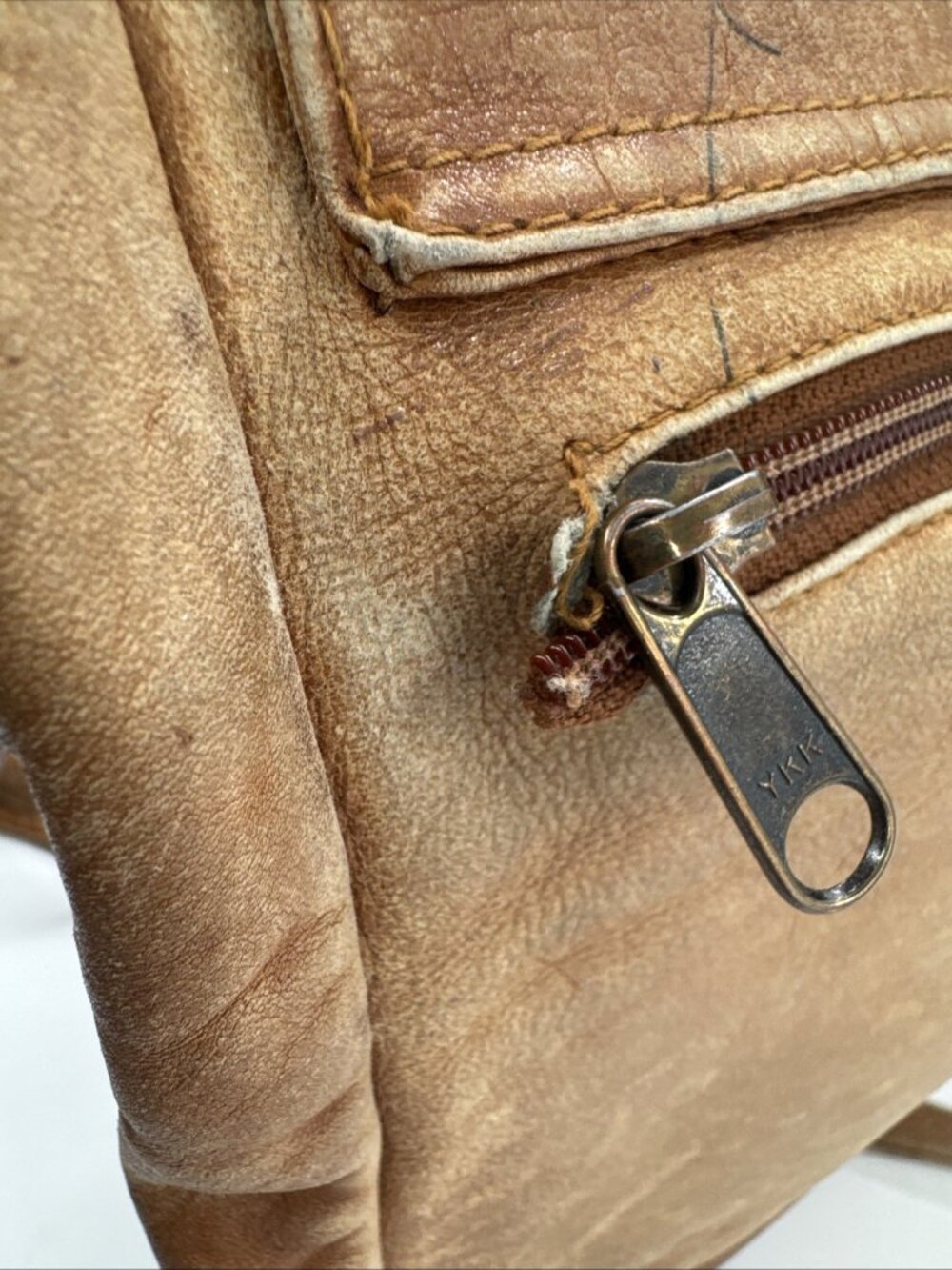 Boulder Ridge Messenger Bag Tan Cowhide Leather Plaid Lined Pockets Distressed - Picture 16 of 16